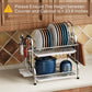 Dish Drying Rack, 304 Stainless Steel 2-Tier Dish Rack with Utensil Holder, Cutting Board Holder and Dish Drainer for Kitchen Counter