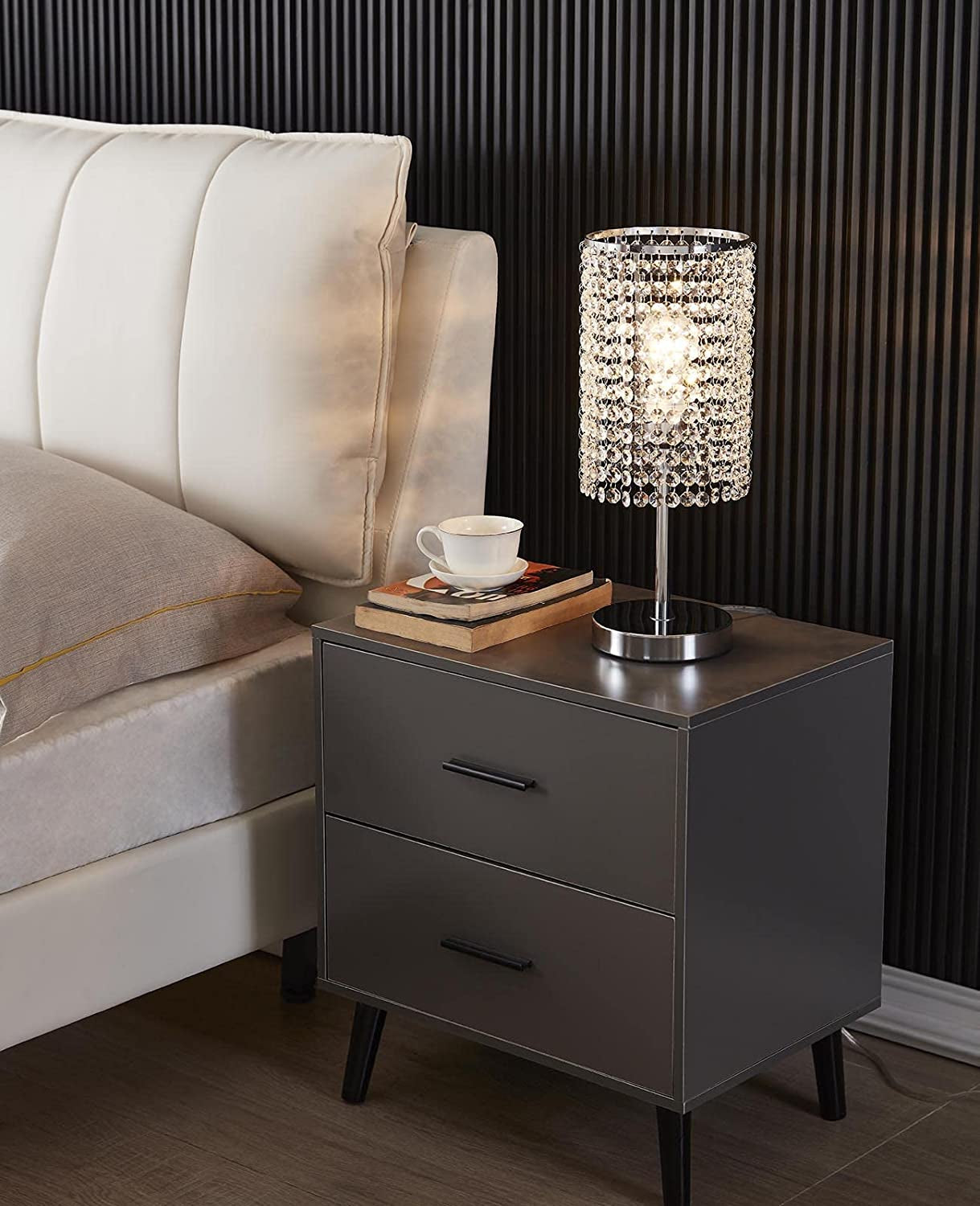 Surpars House Elegant Crystal Silver Table Lamp