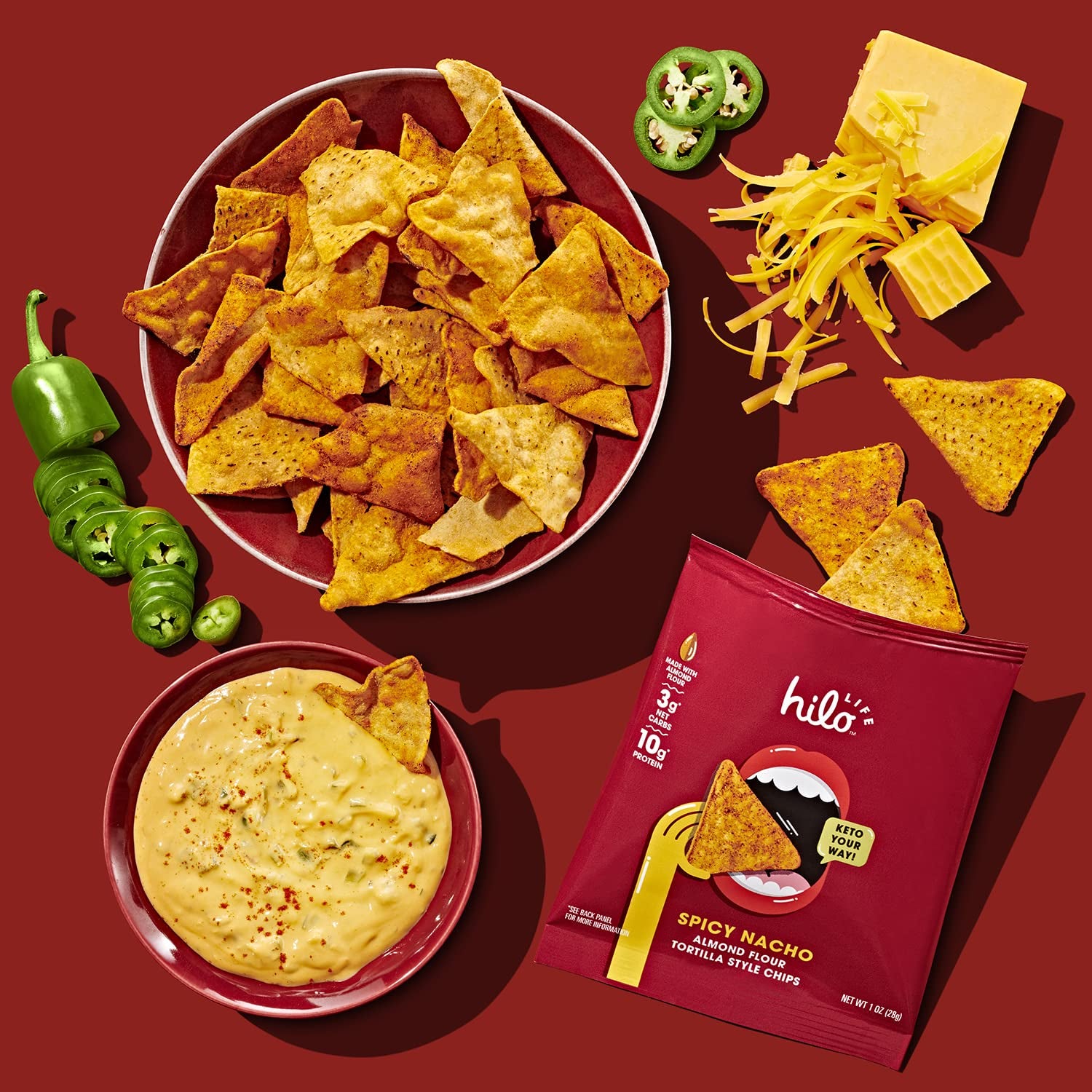 Low Carb Keto Friendly Tortilla Chip Snack Bags, Bold Variety Pack, 12 Count