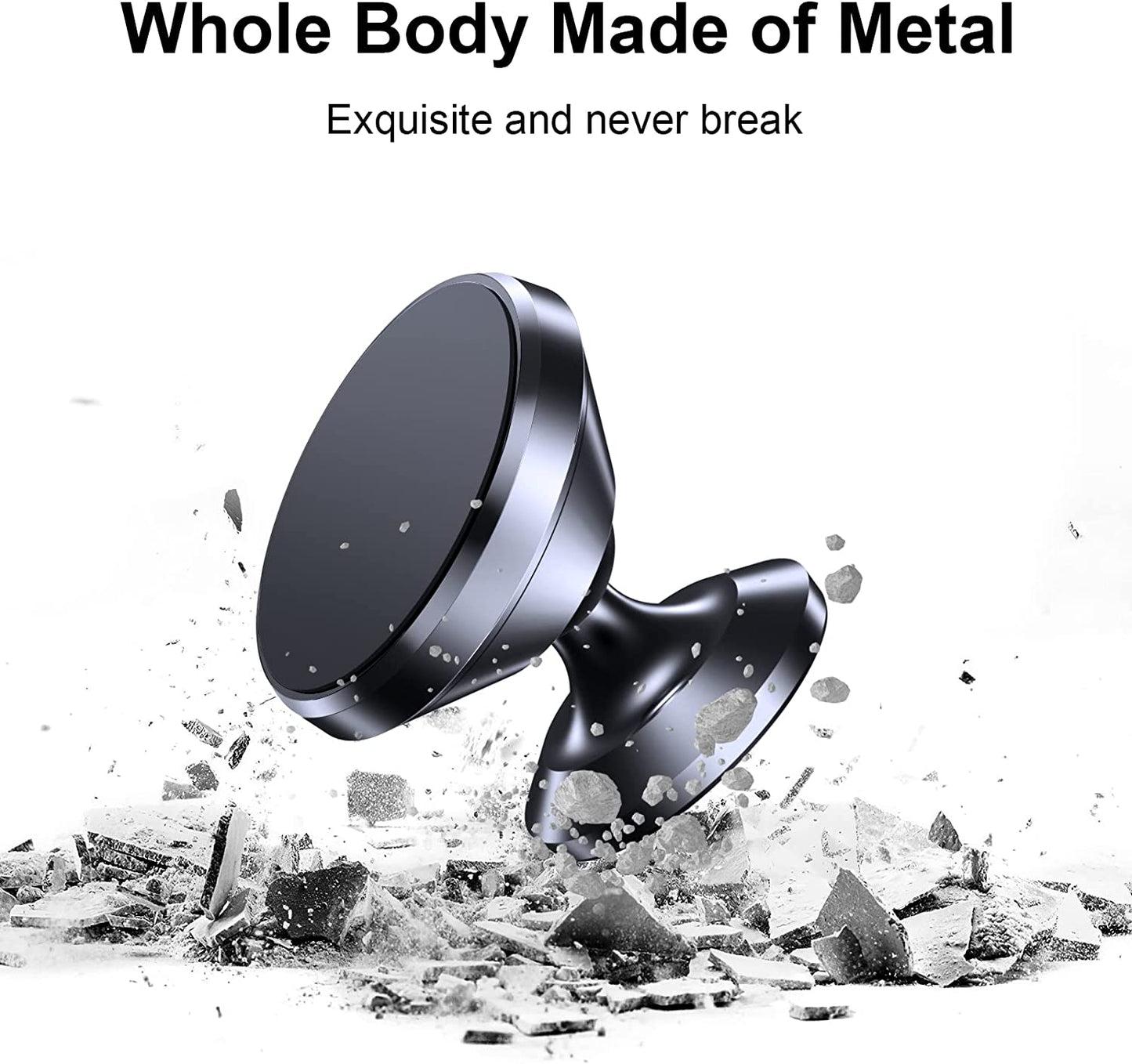 【2-Pack】Magnetic Phone Holder for Car, [ Super Strong Magnet ] [ with 4 Metal Plate ] Iphone Magnetic Car Mount for Cell Phone, [ 360° Rotation ] Universal Dashboard Car Mount Fits All Smartphones