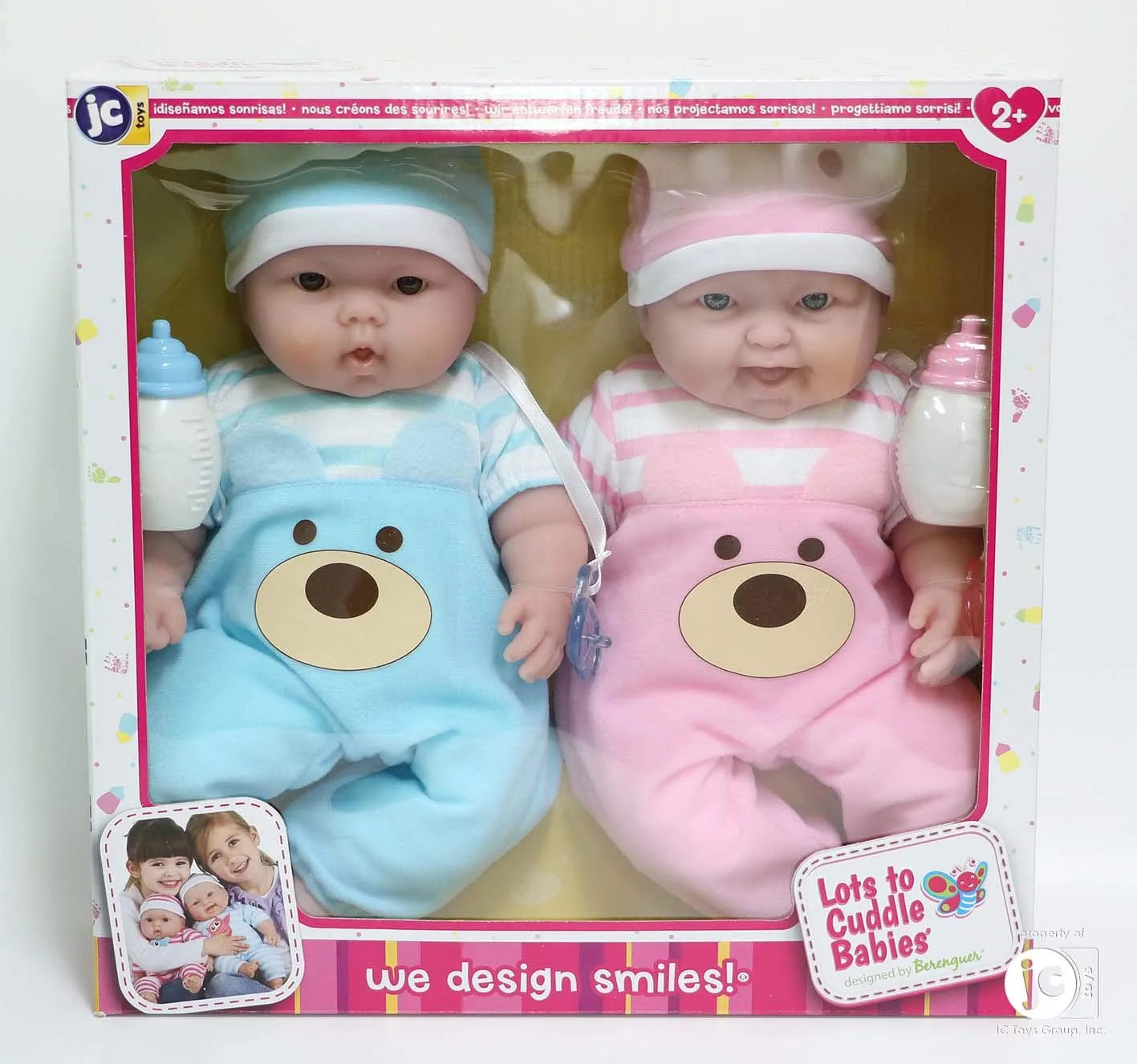 Twins 13" Realistic Soft Body Baby Dolls | JC Toys - Berenguer Boutique | Twins Gift Set with Removable Outfits and Accessories | Pink and Blue | Caucasian | Ages 2+
