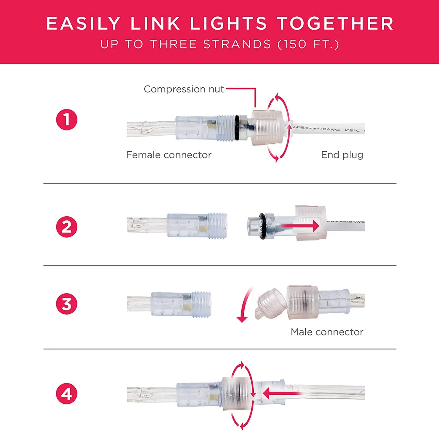 Ultrapro Escape LED Rope Lights, Cool White 5000K, Indoor or Outdoor, 25Ft, Linkable, Perfect for Deck, Garden, Patio, Landscape Lighting, Camping, Bedroom Décor, Waterproof, String Lights, 54843