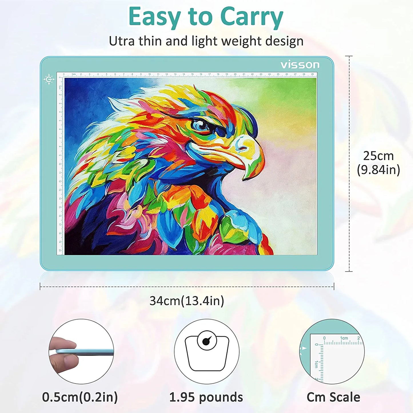 Portable A4 Tracing LED Copy Board Light Pad,Light Board with Protect Frame,Ultra-Thin 3 Color Temperatures Stepless Dimming Light Box for Weedind Vinyl,Sketching,Animation,Diamond Painting,Blue