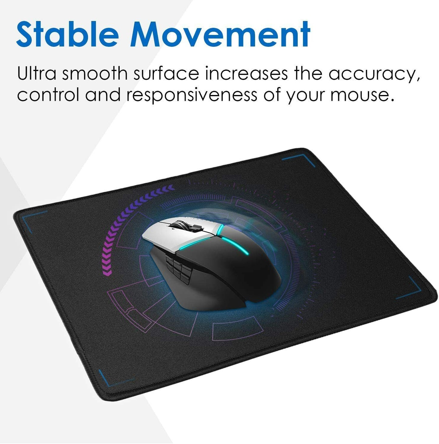 2-Pack Non-Slip Mouse Pad Stitched Edge PC Laptop for Computer PC Gaming Rubber