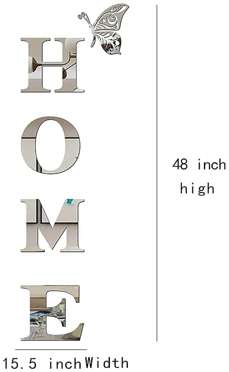 Home Wall Decor Letter Signs Acrylic Mirror Wall Stickers Wall Decorations for Living Room Bedroom Home Decor Wall Decals (Silver, 47.2 X 15.7)