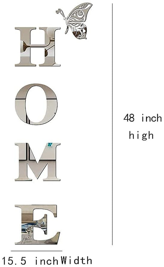 Home Wall Decor Letter Signs Acrylic Mirror Wall Stickers Wall Decorations for Living Room Bedroom Home Decor Wall Decals (Silver, 47.2 X 15.7)
