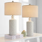 Pokat 24.75’’ Modern Contemporary Ceramic Table Lamp Set of 2 for Living Room White Desk Decor Lamps for Bedroom Study Room Office Farmhouse Bedside Nightstand Lamp End Table Lamps