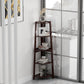 5 Tier Corner Shelf – Modern Wall Corner Storage Rack Plant Stand Small Bookshelf - Freestanding Ladder Shelf Display Organizer for Living Room, Kitchen, Home Office, Small Space (Coffee)