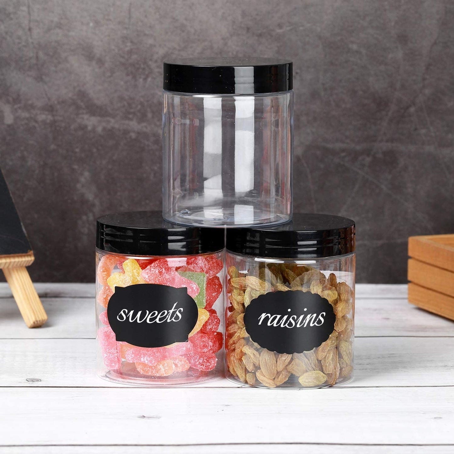 8 OZ Plastic Jars with Lids, () 24 Pack Clear Plastic Slime Containers for Kitchen and Household Food Storage of Dry Goods, Creams and More, BPA Free