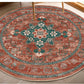 round Rug 4Ft Loren Collection round Area Rug, Non-Shedding round Fluffy Carpet, Washable Living Room Area Rug, Non-Slip Bedroom Porch Doormat Entryway Runner Rug (Red)
