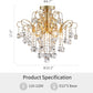 Crystal Chandelier Flushmount Ceiling Light Modern Lighting Fixture for Bedroom Hallway Bar Kitchen Bathroom, H 17.5'' X W 19.3'', E12 Base, Gold