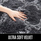 Luxury Shag Area Rug Modern Indoor Plush Fluffy Rugs, Extra Soft and Comfy Carpet, Geometric Moroccan Rugs for Bedroom Living Room Girls Nursery Kids Home 4X6 Feet Dark Grey/White