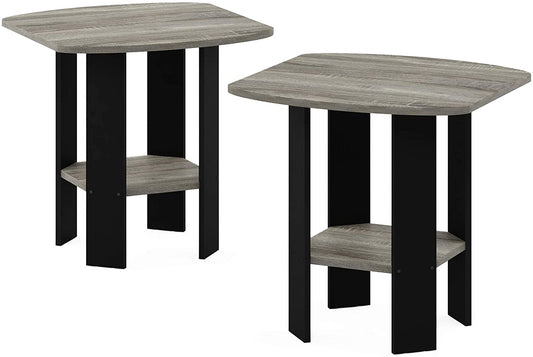 Simple Design End Table, 2-Pack, French Oak Grey/Black
