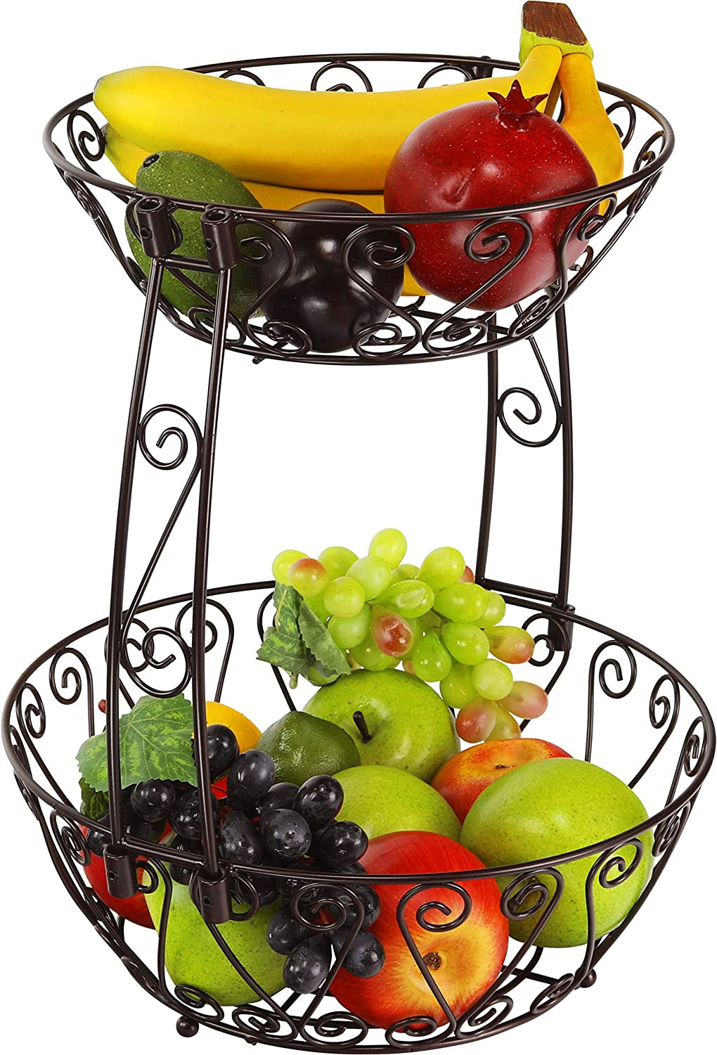 Simplehouseware 2-Tier Countertop Fruit Basket Bowl Storage, Bronze