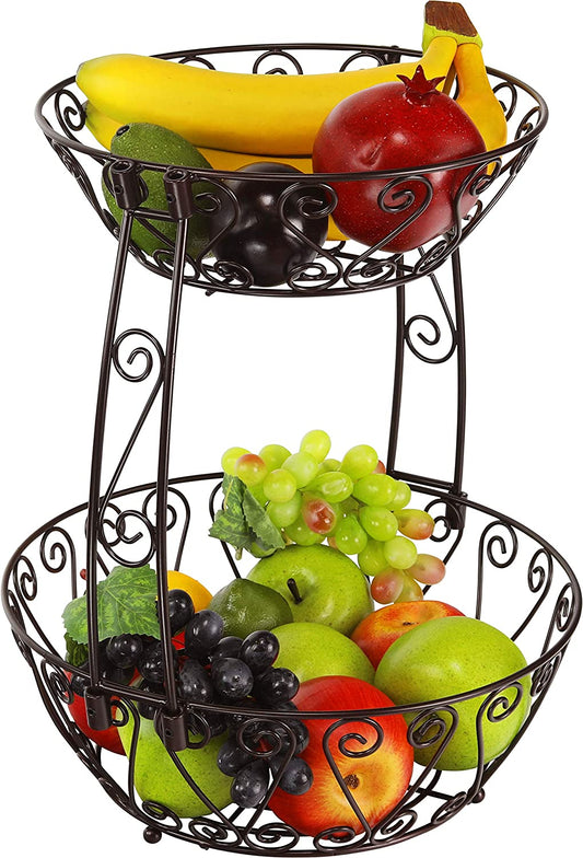 Simplehouseware 2-Tier Countertop Fruit Basket Bowl Storage, Bronze