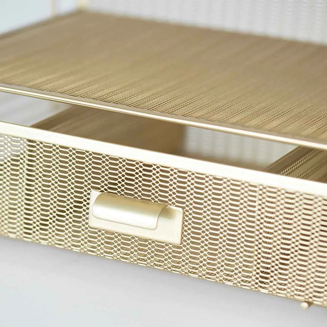 Gold Desk Accessories and Workspace Organizers, Desktop Organizer - Cute File Organizer for Desk and Drawer Storage for Office Supplies, Paper, Device and Folders - File Holder