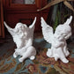 Set of 2 Cherubs Angels Resin Garden Statue Figurine, Indoor Outdoor Home Garden Decoration, Adorable Angel Sculpture Memorial Statue 4"