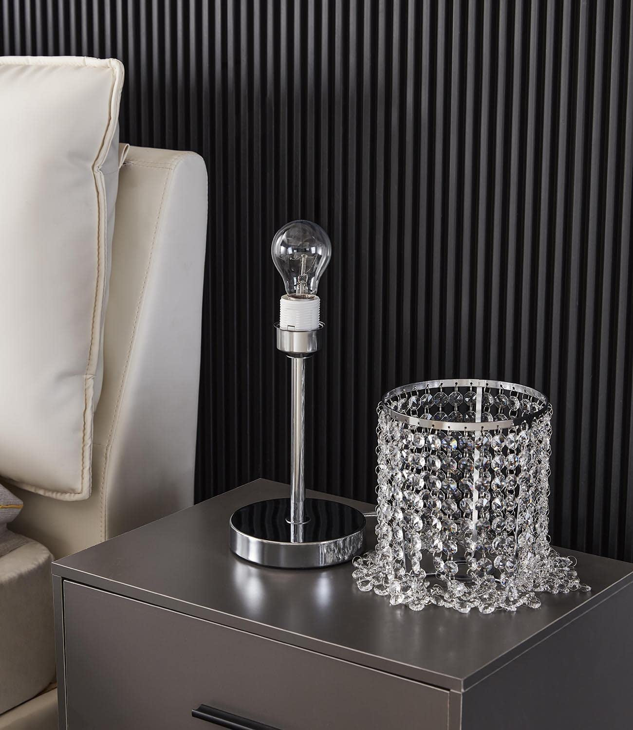 Surpars House Elegant Crystal Silver Table Lamp