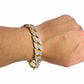 Mens Frosted Glitter Miami Cuban Curb Link 14K Gold Plated 8" Bracelet Hip Hop