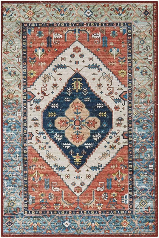 Collection Traditional Area Rug - Non-Slip Distressed Vintage Persian Oriental Area Rug Accent Throw Low Pile Rugs Floor Carpet for Door Mat Entryway Bedrooms Decor (3’ X 5’, Persian Formal)