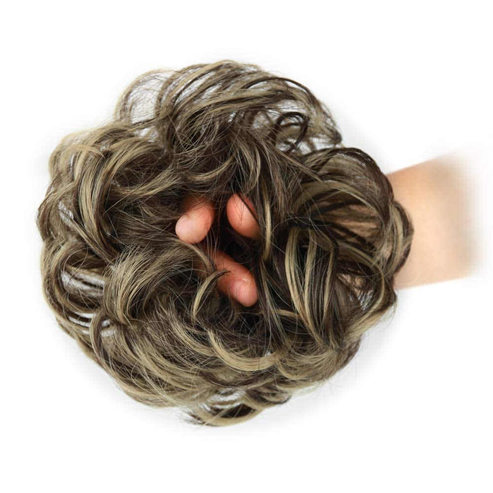 1PCS Messy Hair Bun Hair Scrunchies Extension Curly Wavy Messy Synthetic Chignon for Women Updo Hairpiece