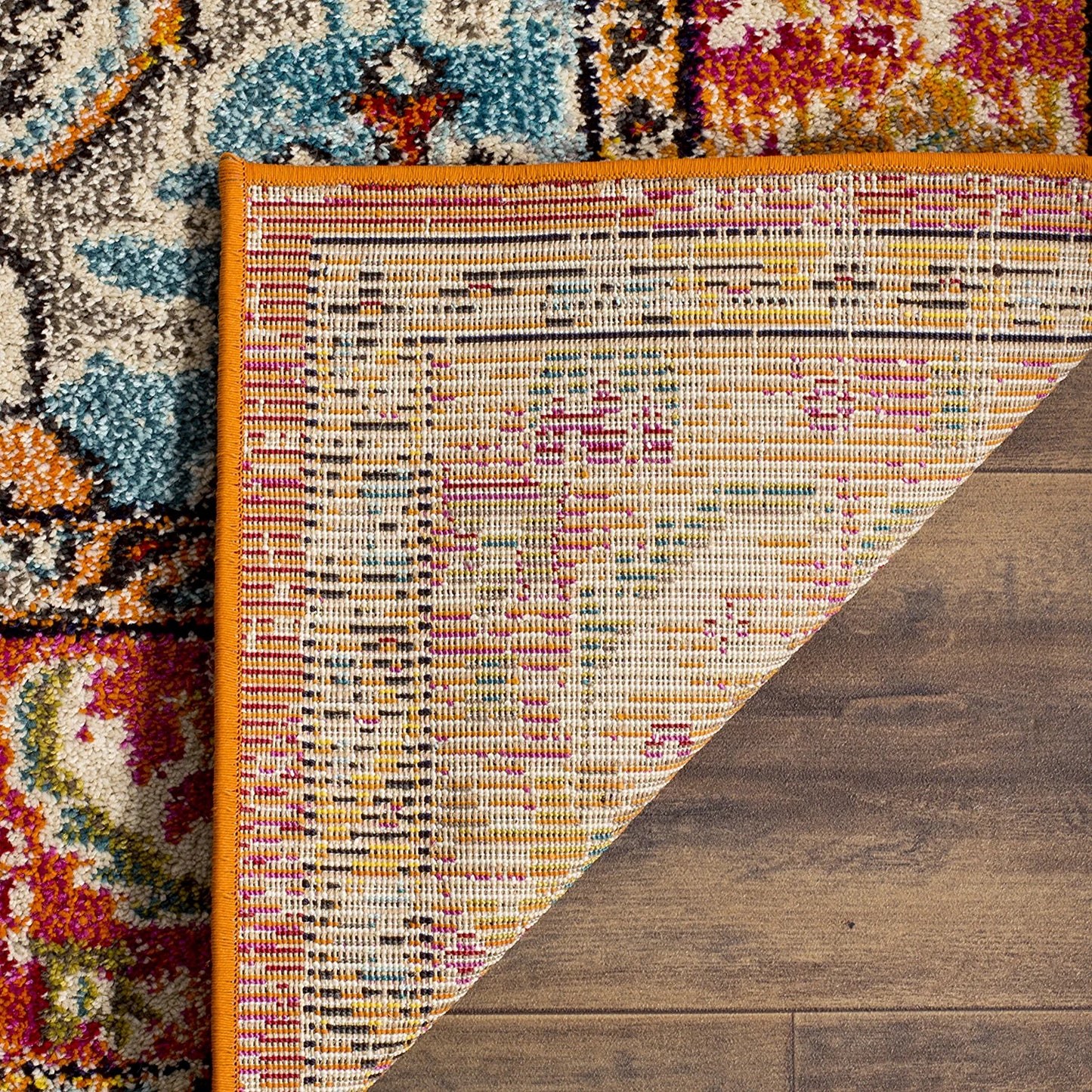Monaco Collection 8' X 10' Orange Light Blue MNC243H Boho Chic Medallion Distressed Non-Shedding Living Room Bedroom Dining Home Office Area Rug