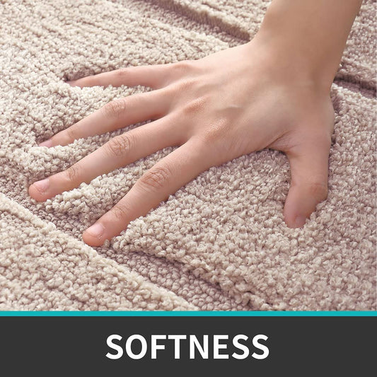 DEXI Bathroom Rug Mat, Extra Soft Absorbent Premium Bath Rug, Non-Slip Comfortable Bath Mat, Carpet for Tub, Shower, Bath Room, Machine Wash Dry, 16"X 24", Beige