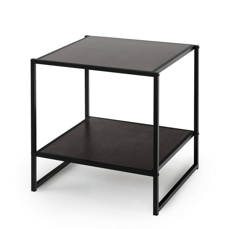 Zinus Dane 20” Black Frame Side Table, Red black wood grain