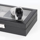 Watch Box, 8 Slots Lockable Leather Watch Case Organizer with Ring Storage for Women Men, Black