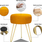 Multifunctional Vanity Stools - Velvet round Ottoman Modern Dressing Stool -Upholstered Footrest Stool - Side Table Footstool with Golden Metal Leg for Living Room, Bedroom(Pumpkin Orange)