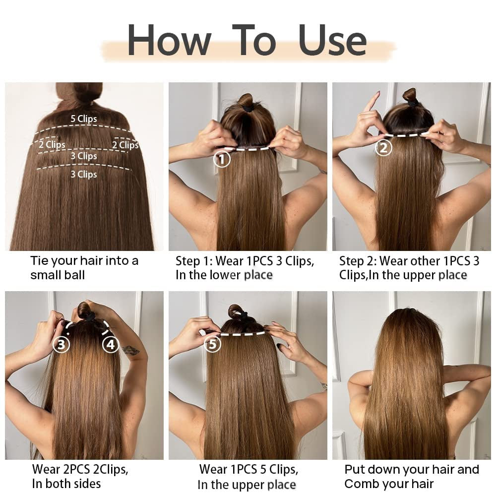 Black Hair Extensions  Clip in Hair Extension Wavy 18"Synthetic Thick Clips on Hair Piece for Women 5PCS Blonde Curly Straight 22"Long Girls Brown Red White Natural Full Head 5 Oz