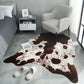 Cowhide Rug Faux Cow Print Area Rug for Bedroom, Faux Fur Animal Rug Cow Rugs for Living Room Non-Slip Cow Hide Carpet for Western Room Decor, White and Brown, 2.3Ft X 3.6Ft