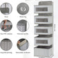 Over the Door Hanging Organizer with 5 Large Pockets - Wall Mount Pantry Storage with Clear PVC Window & 2 Big Metal Hooks for Closet,Bathroom,Nursery,Bedroom,Dorm,Baby Diapers,Kids Toys (Gray)