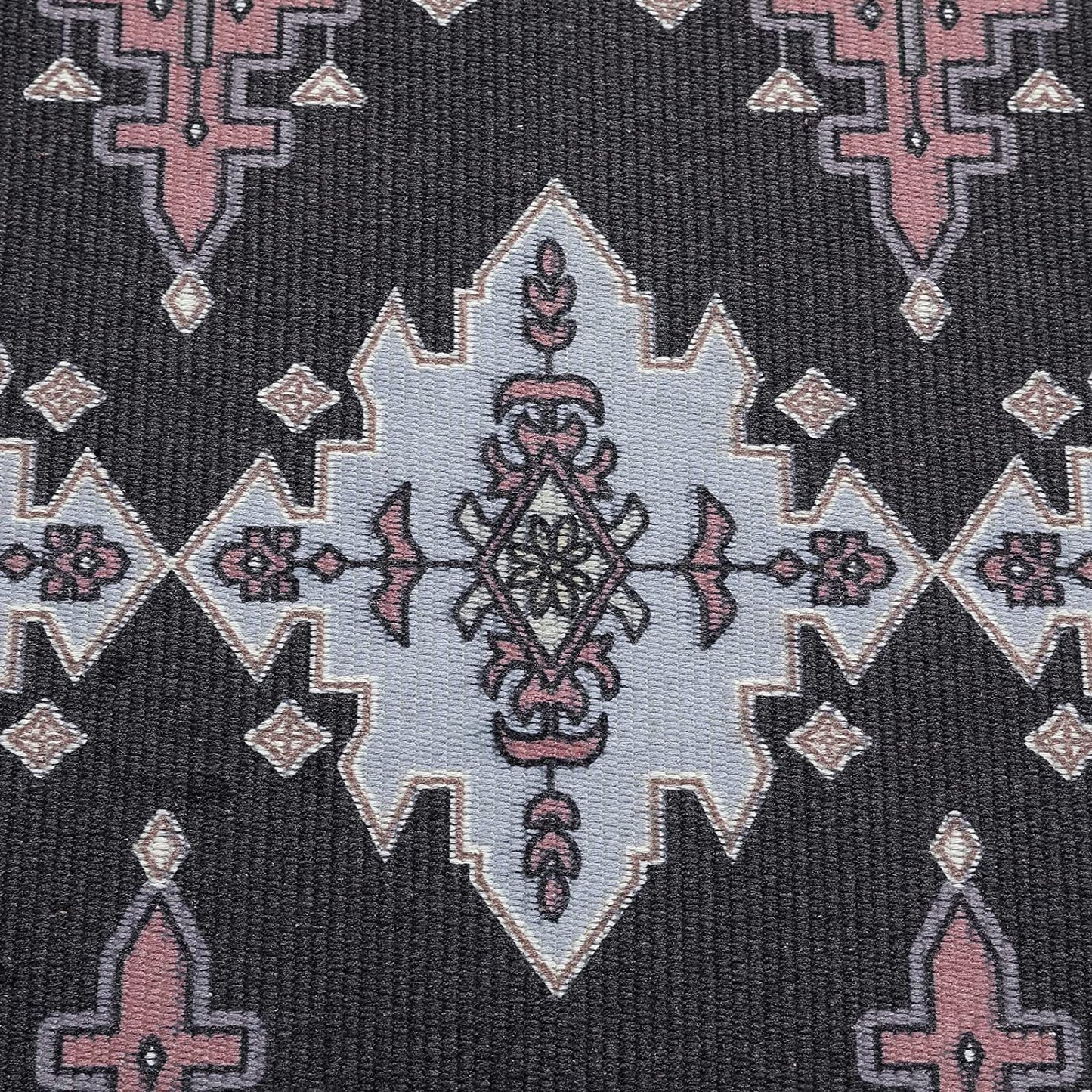 Persian Tribal Throw Rugs with Non-Slip Pad, Aztec Ethnic African Oriental Small Cotton Area Rug 2X3, Distressed Kilim Rug Floor Carpet for Kitchen Bathroom Washable (Charcoal Grey, 2X3)