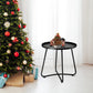 Outdoor Side Tables, Anti-Rust Metal Outdoor End Table, Small Patio Table round End Table Outdoor Table for Garden Balcony Yard Porch Patio Lawn Black