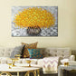 Handmade Yellow Flower Wall Art on Canvas One Piece Painting Gray Modern Abstract Artwork