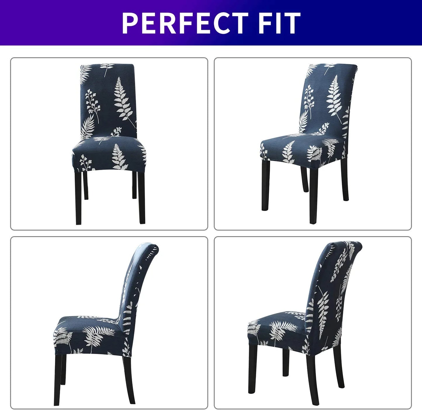 Chair Covers for Dining Room with Printed Patterns, Easy Slip-On Stretchy Dining Room Chair Covers Set of 6, Washable Dining Chair Covers, Great Decor for Home Party Banquet (6Pcs)