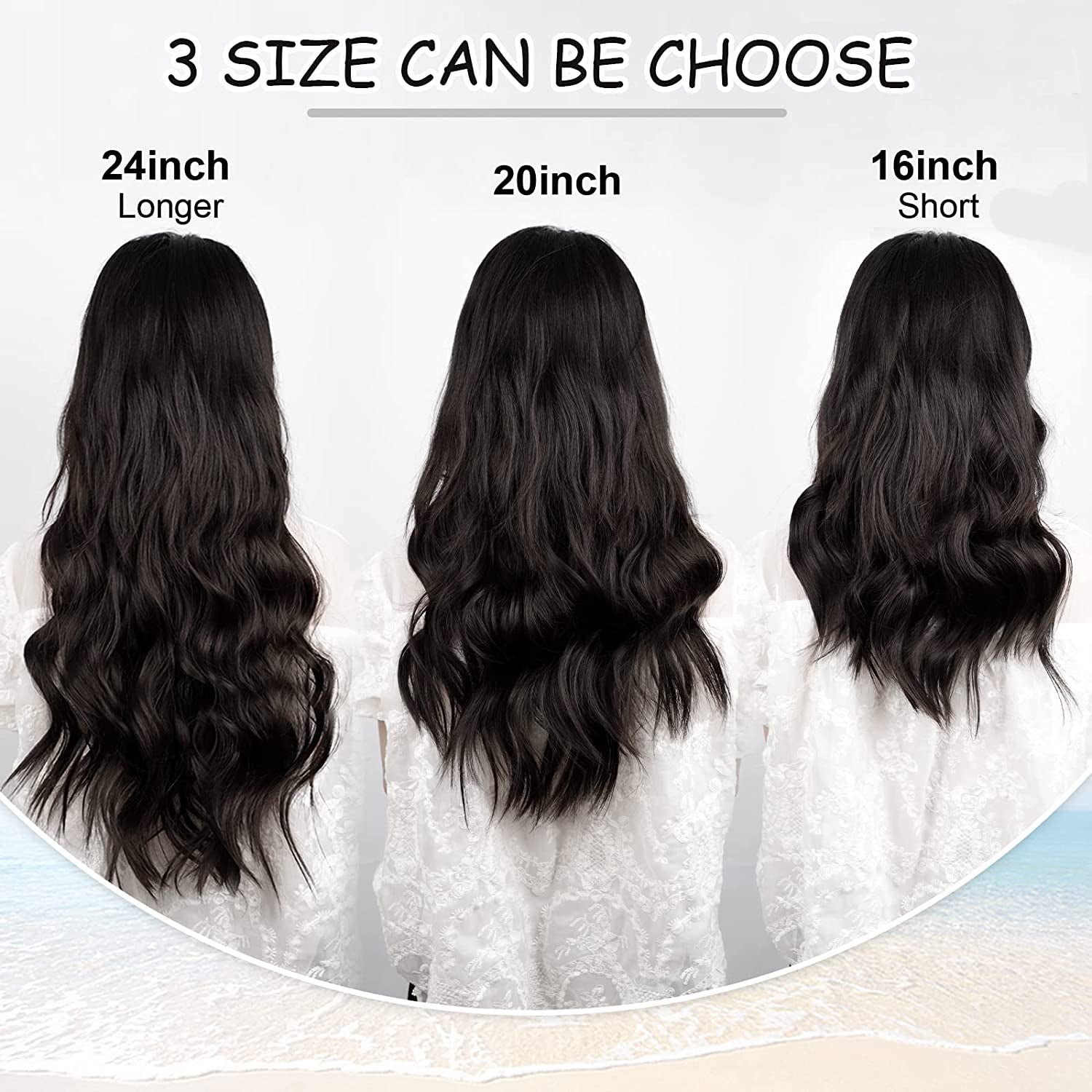 Black Hair Extension for Women Natural Synthetic Clip in Hair Extensions 4PCS Thick Hairpieces Double Weft