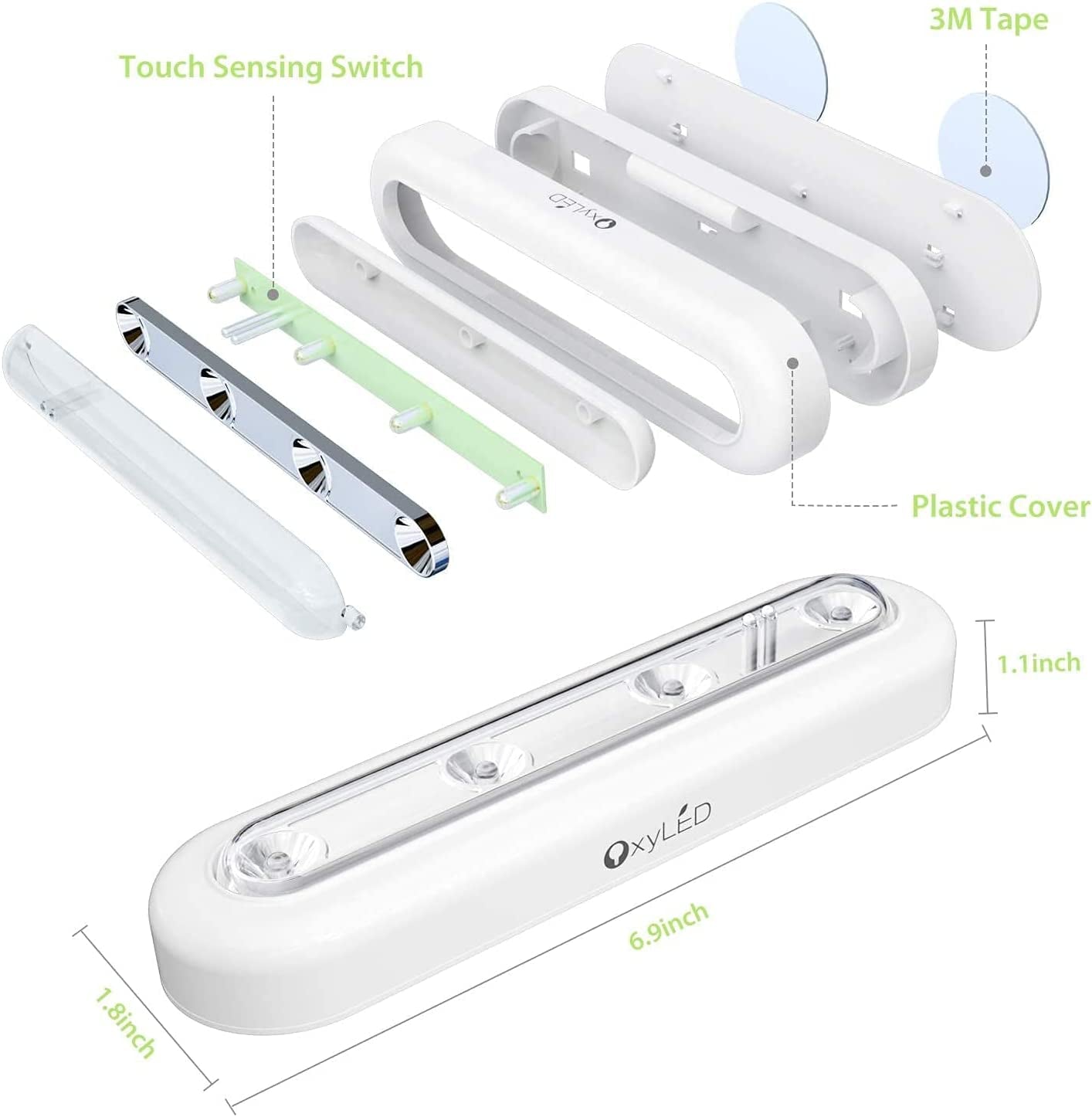 Tap Closet Lights, One Touch Light, Stick-On Anywhere 4-Led Touch Tap Light, Cordless Touch Sensor LED Night Light, Battery Operated Stair Safe Lights, 140° Rotation, 3 Pack