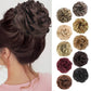 1PCS Messy Hair Bun Hair Scrunchies Extension Curly Wavy Messy Synthetic Chignon for Women Updo Hairpiece (8#(Medium Chestnut Brown))