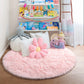 Super Soft Circle Rugs for Girls Princess Castle Toddlers Play Tent 41” Diameter Circular Area Rugs for Kids Bedroom Baby Room Decor round Shag Playhouse Carpets and Nursery Rugs (Pink)