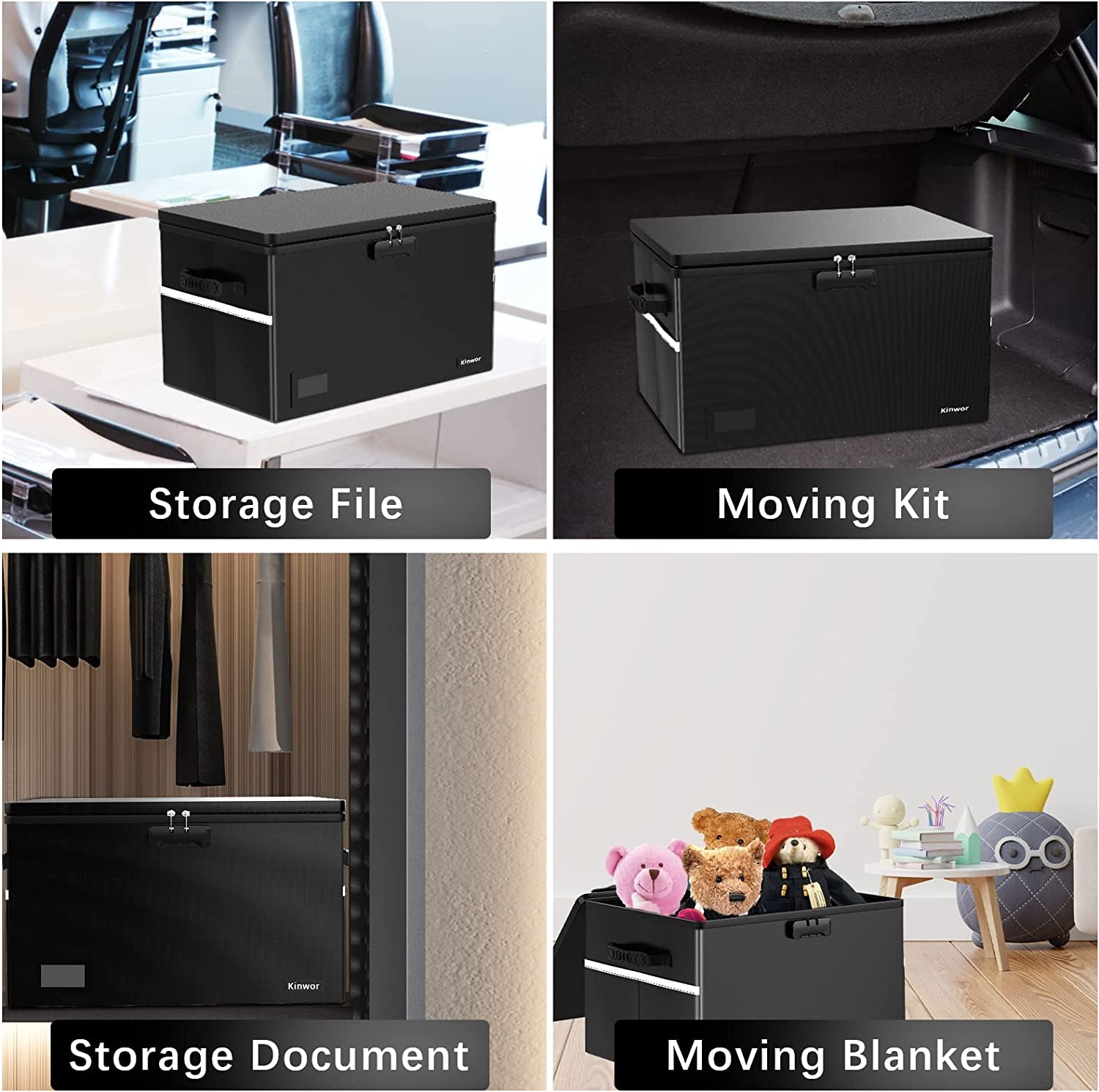 File Box with Lock,File Folder Organizer, Fireproof Document Organizer,Waterproof, Anti-Static, Multi-Layer/ Pockets, Fireproof Document Box for Letter & Legal Size Folder/Books Storage