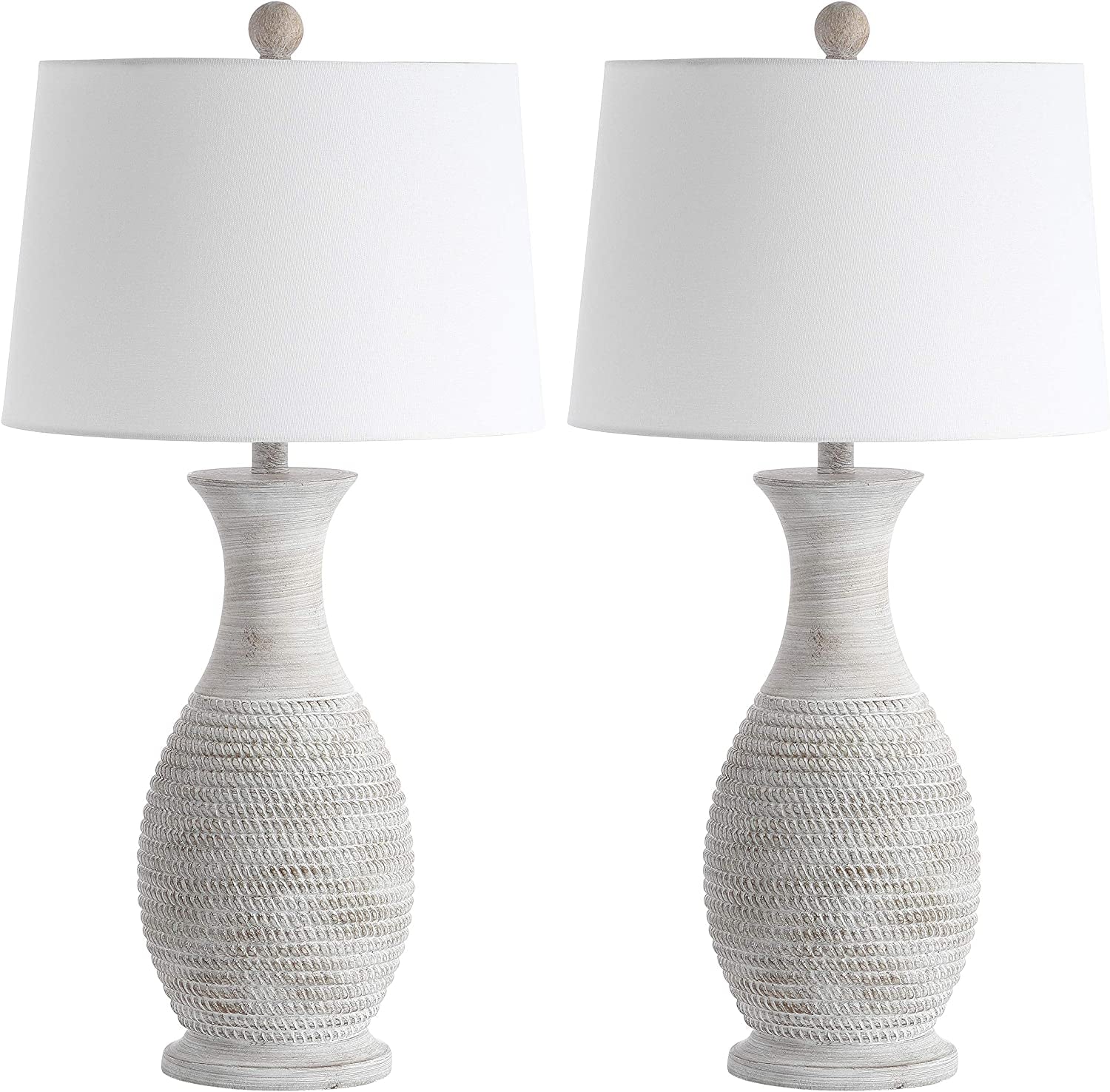 Lighting Collection Bentlee Rustic Grey 30-Inch Bedroom Living Room Home Office Desk Nightstand Table Lamp Set of 2 (LED Bulbs Included)