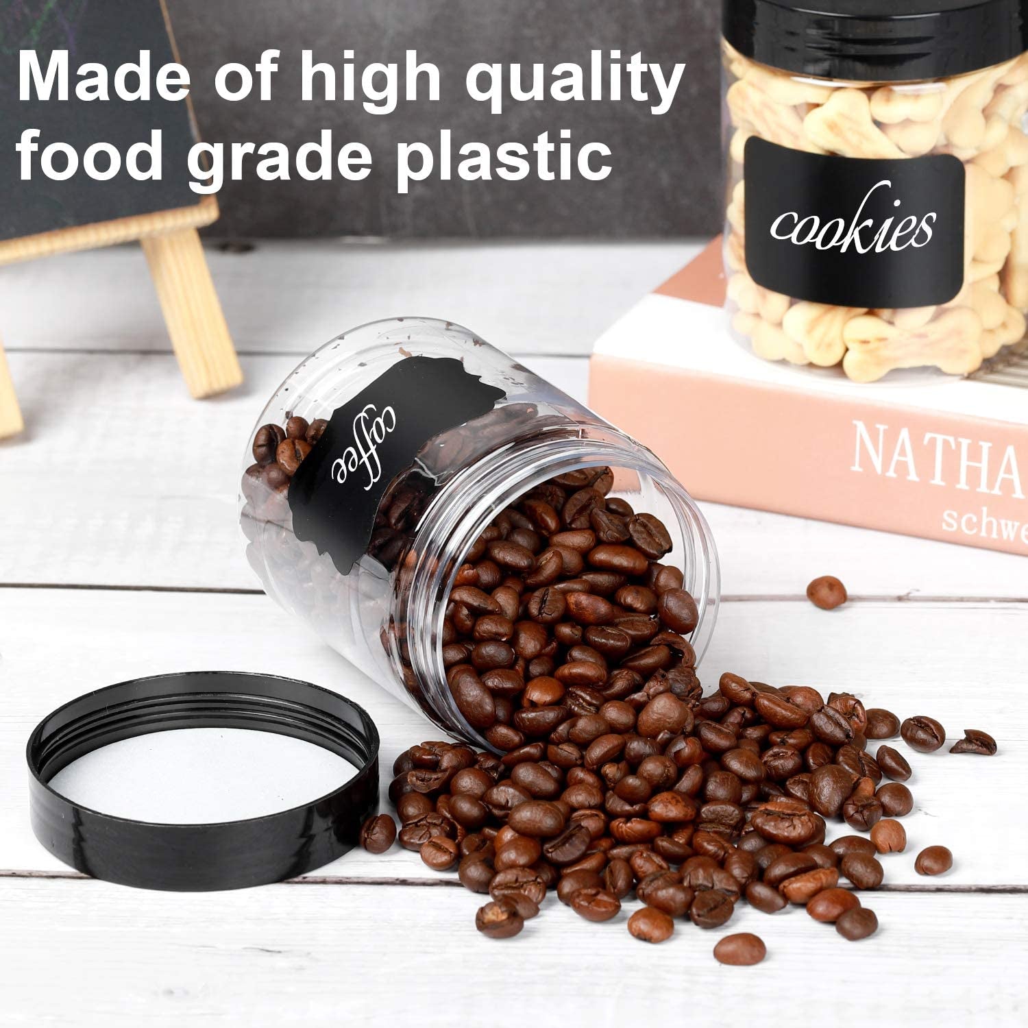 8 OZ Plastic Jars with Lids, () 24 Pack Clear Plastic Slime Containers for Kitchen and Household Food Storage of Dry Goods, Creams and More, BPA Free