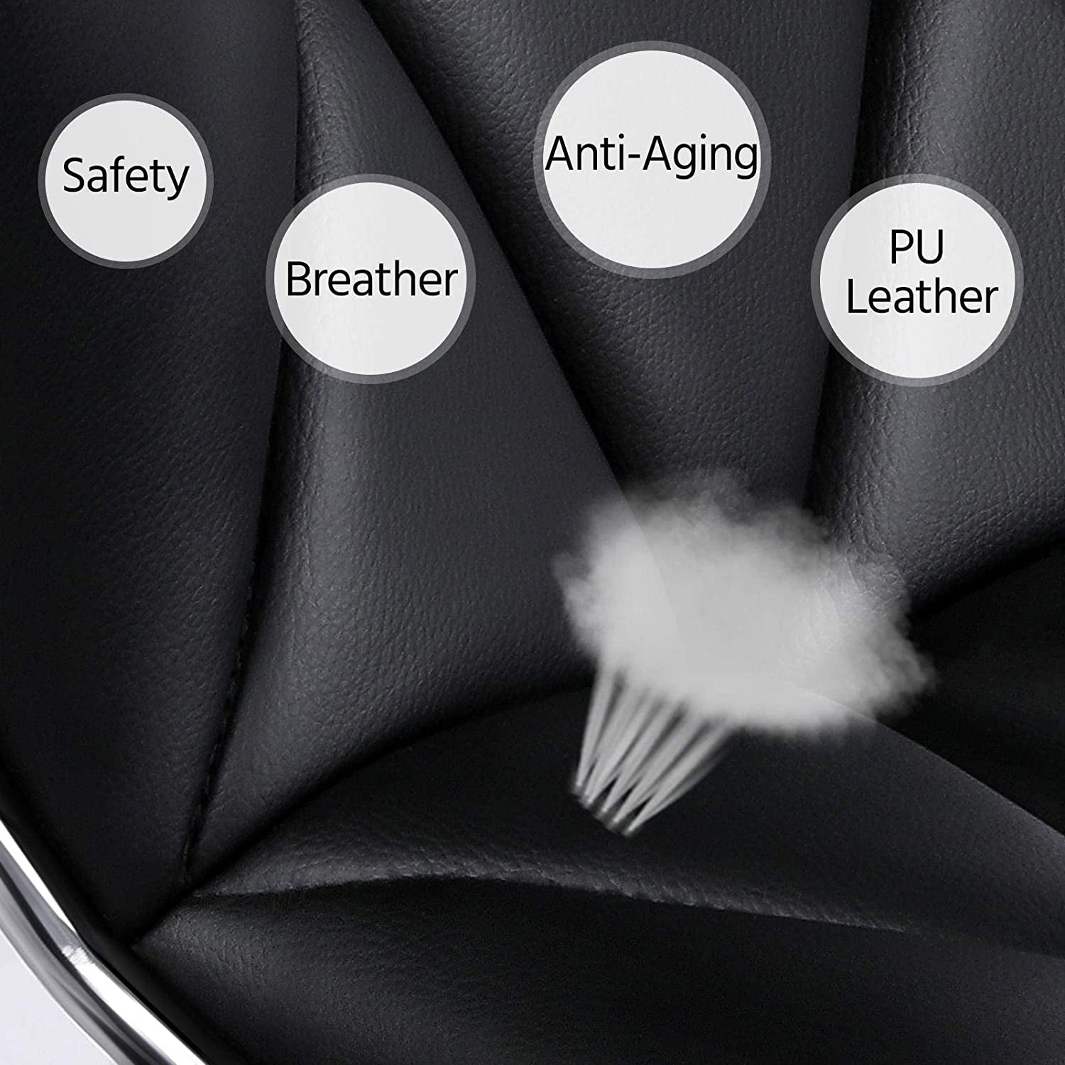 2Pcs Adjustable Bar Stools PU Leather Swivel Bar Chair with Shell Back Black Pub Chairs Counter Height Home Kitchen Dining Room Chairs