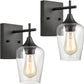 Industrial Glass Wall Sconces Lighting 2-Pack Bathroom Vanity Light Black Finish