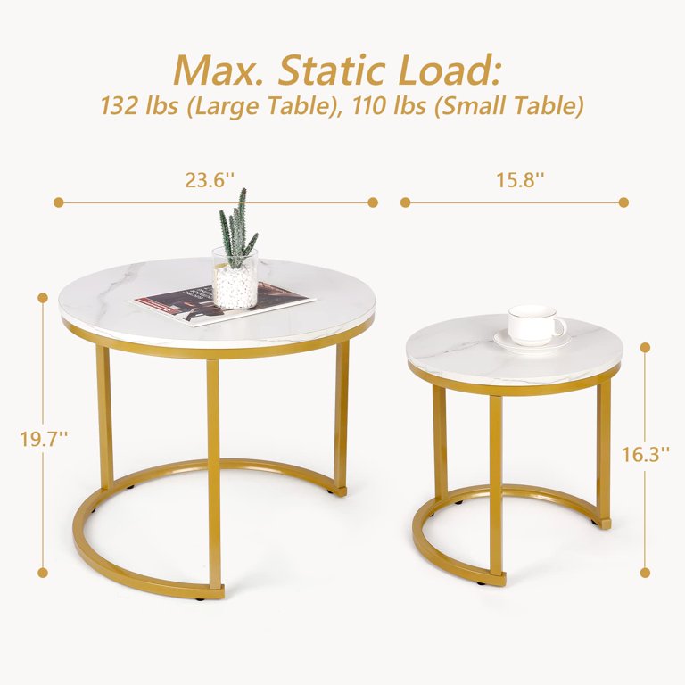 Modern Nesting Coffee Table Set of 2 for Living Room Balcony Office