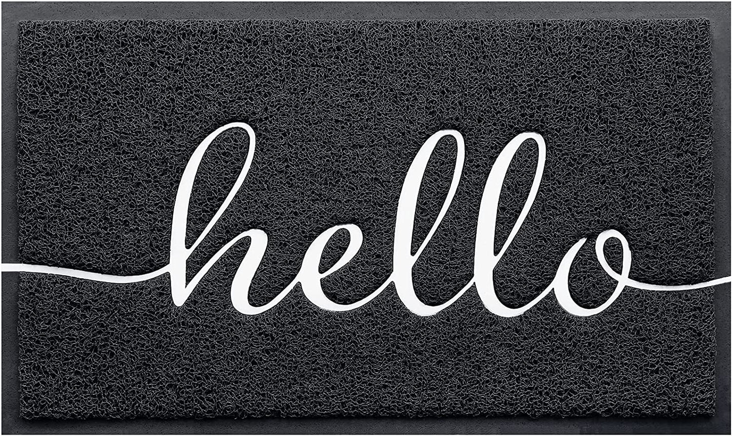 Door Mat (30"X17.5",Black), Durable Welcome Mat Low Profile Floor Mat Front Doormat Indoor Outdoor Door Rug Non Slip Rugs for Entryway, Patio, High Traffic Areas