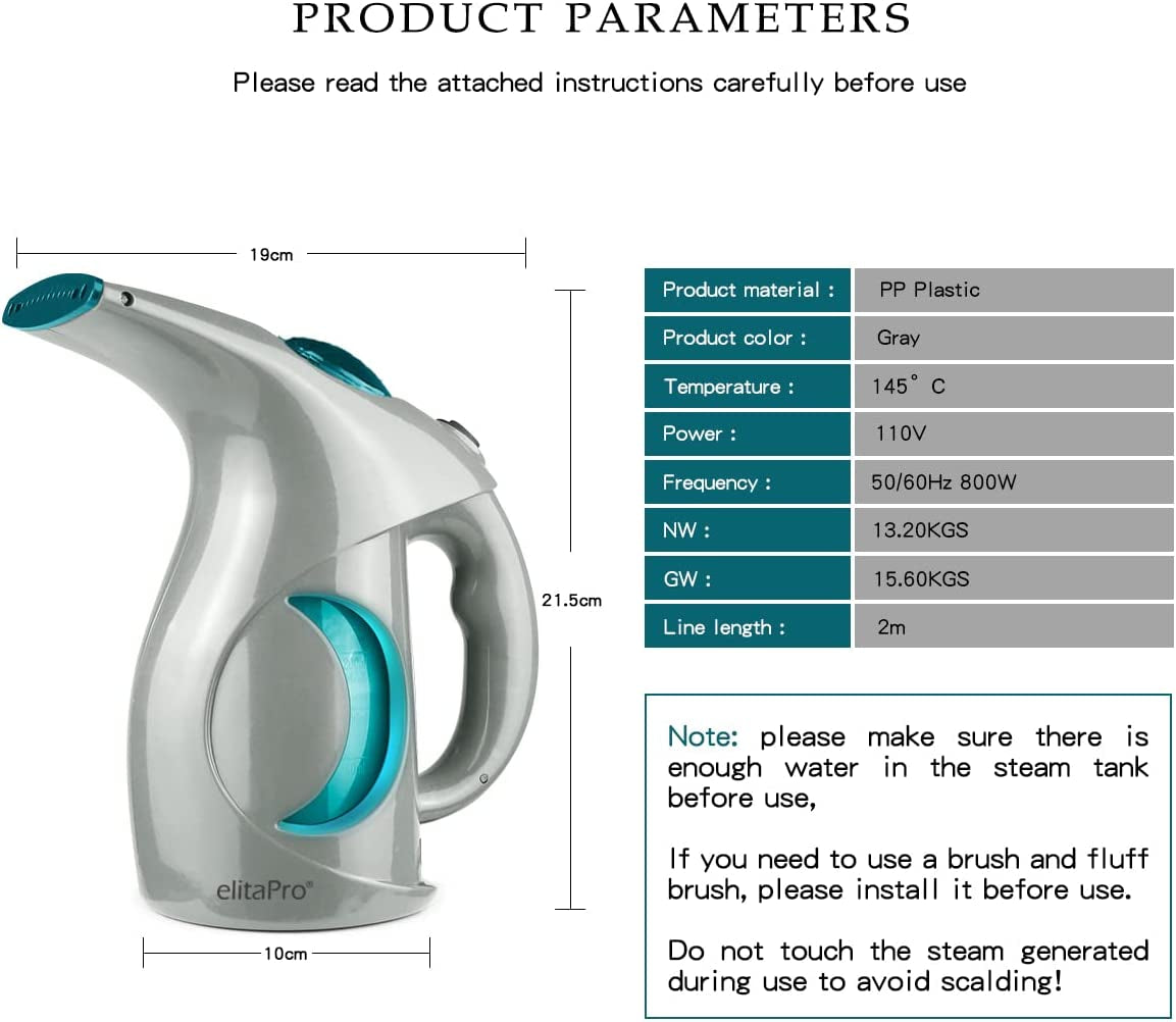 Steamer for Clothes, Handheld Garment Steamer, Travel Size Clothing Steam Iron, Dry Steam Upgraded Version Gray / Teal