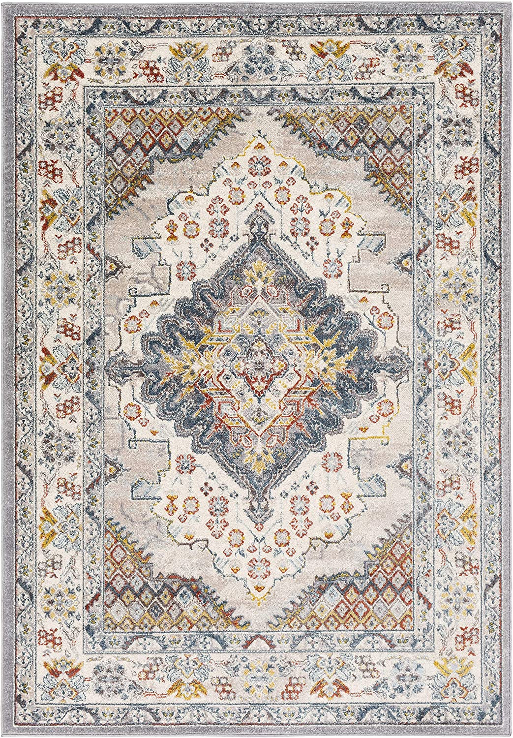 Anja Oriental Medallion Area Rug,5'2" X 7',Grey